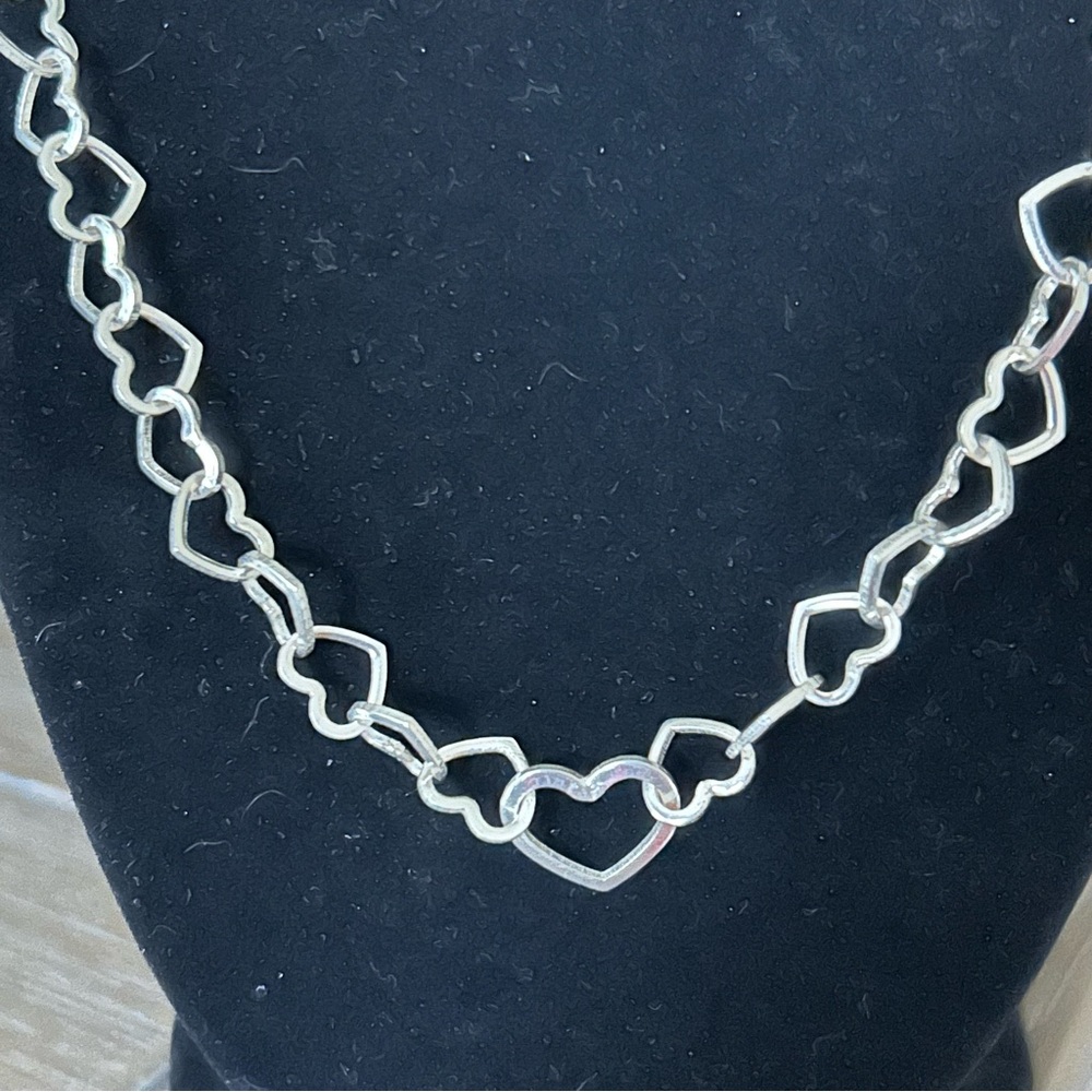 Linked Hearts Collier Necklace .925 Silver - Picture 4 of 7